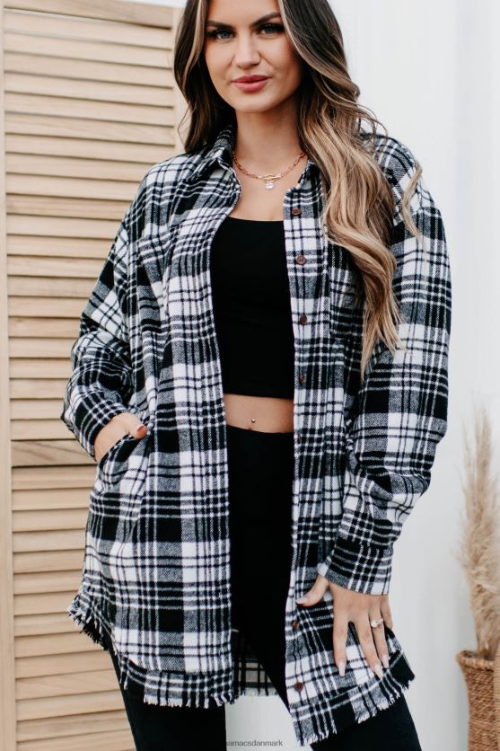 cider bål lang plaid shacket NanaMacs XJPBDL3701 hvid sort