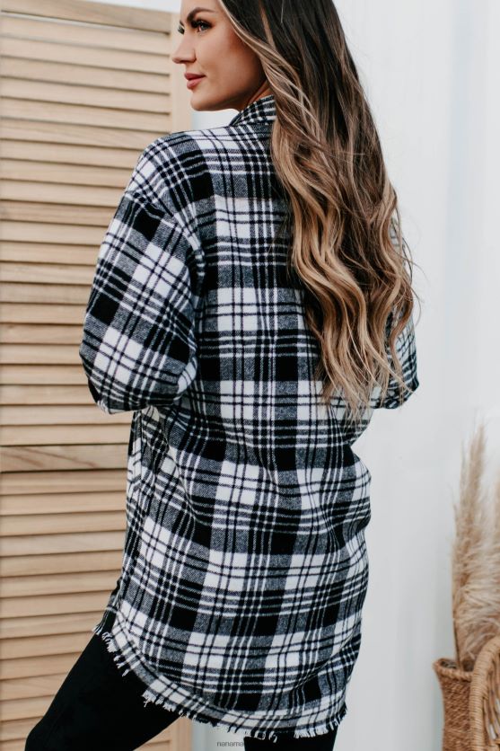 cider bål lang plaid shacket NanaMacs XJPBDL3701 hvid sort