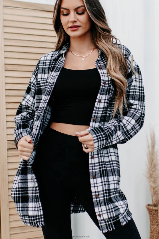 cider bål lang plaid shacket NanaMacs XJPBDL3701 hvid sort