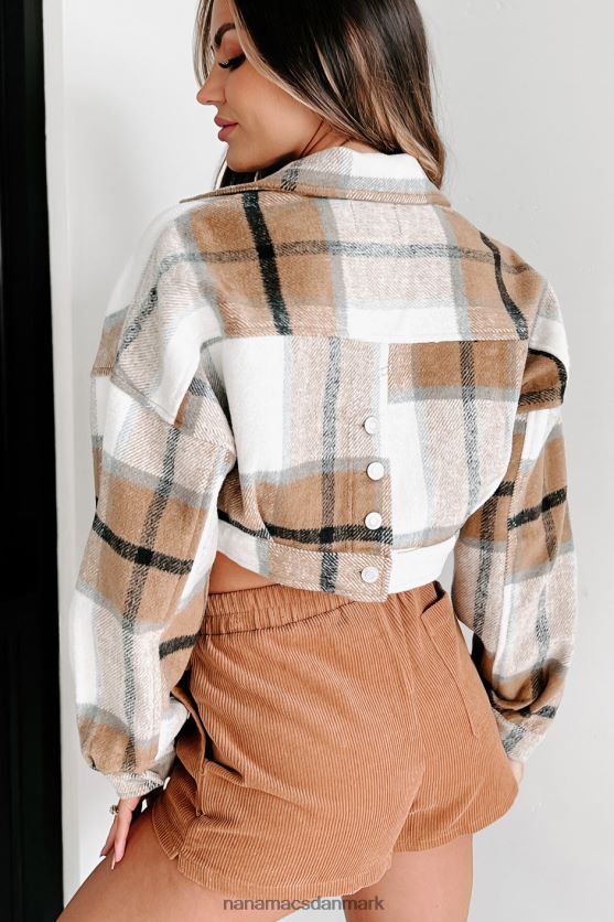 dækkende spor plaid beskåret shacket NanaMacs XJPBDL3662 Brun