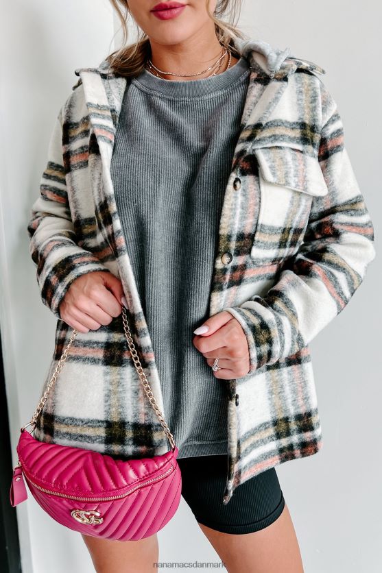 efteråret ønsker hættetrøje plaid shacket NanaMacs XJPBDL3694 creme rust