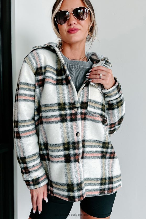 efteråret ønsker hættetrøje plaid shacket NanaMacs XJPBDL3694 creme rust