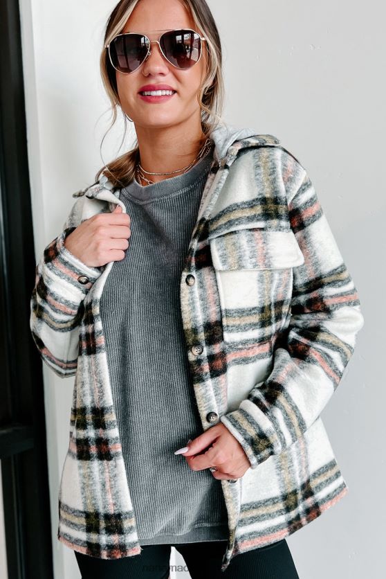 efteråret ønsker hættetrøje plaid shacket NanaMacs XJPBDL3694 creme rust