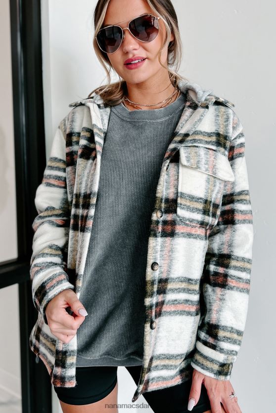 efteråret ønsker hættetrøje plaid shacket NanaMacs XJPBDL3694 creme rust