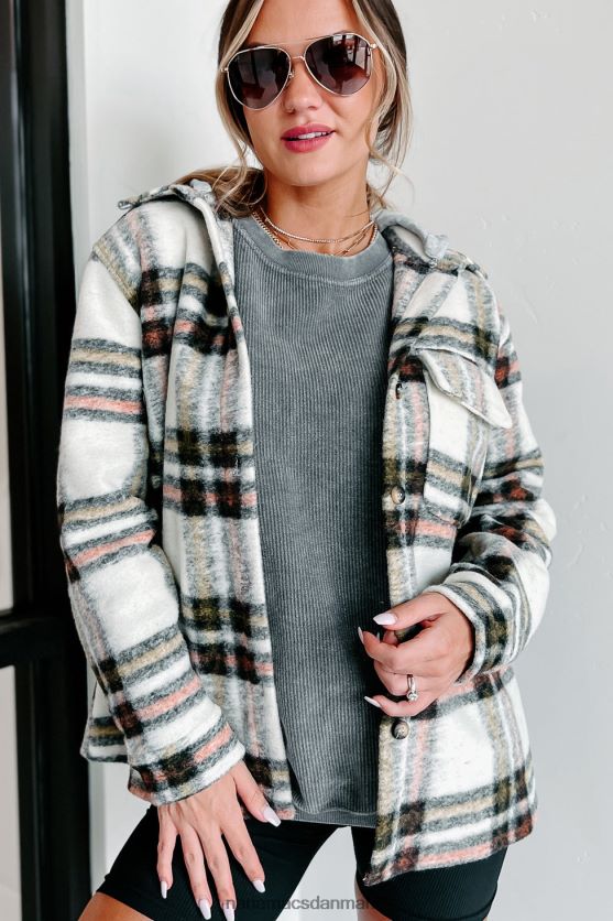 efteråret ønsker hættetrøje plaid shacket NanaMacs XJPBDL3694 creme rust