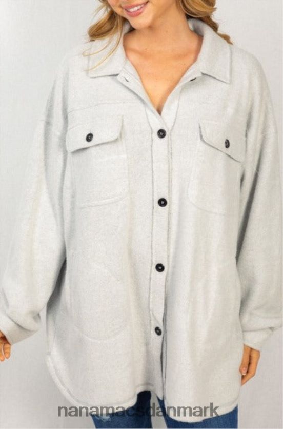 en anden tanke børstet fleece shacket NanaMacs XJPBDL3721 lysegrå