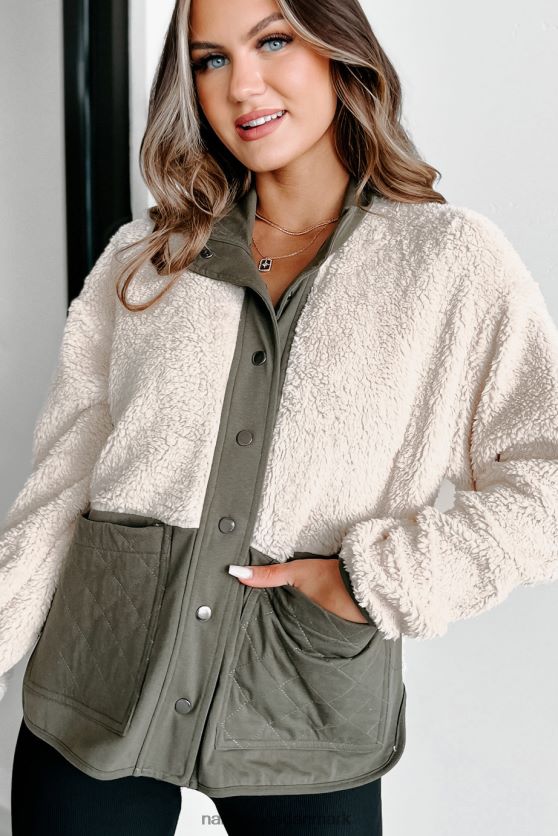 et spørgsmål om tid sherpa quiltet lommebøyle NanaMacs XJPBDL3649 oliven/fløde