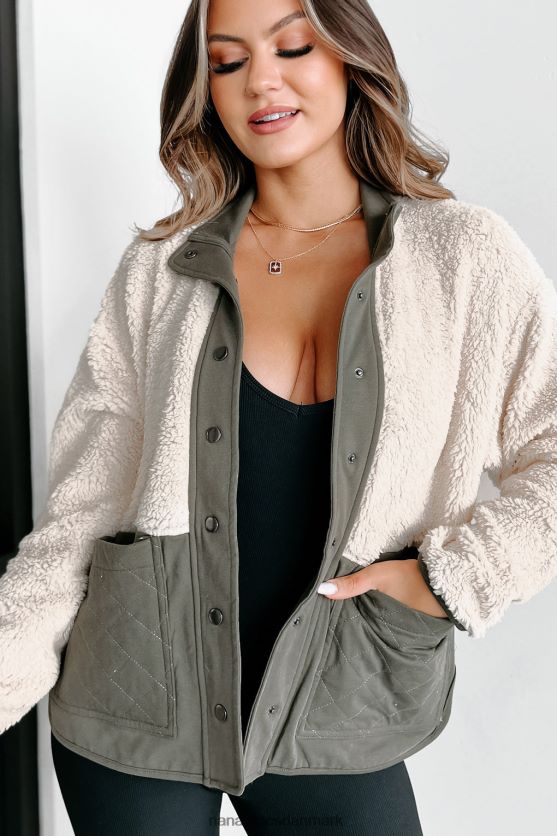 et spørgsmål om tid sherpa quiltet lommebøyle NanaMacs XJPBDL3649 oliven/fløde