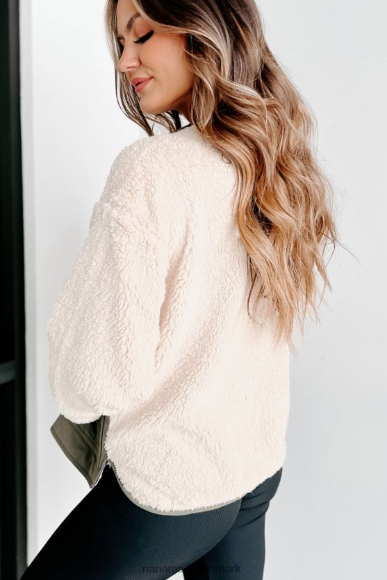 et spørgsmål om tid sherpa quiltet lommebøyle NanaMacs XJPBDL3649 oliven/fløde