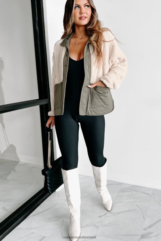 et spørgsmål om tid sherpa quiltet lommebøyle NanaMacs XJPBDL3649 oliven/fløde