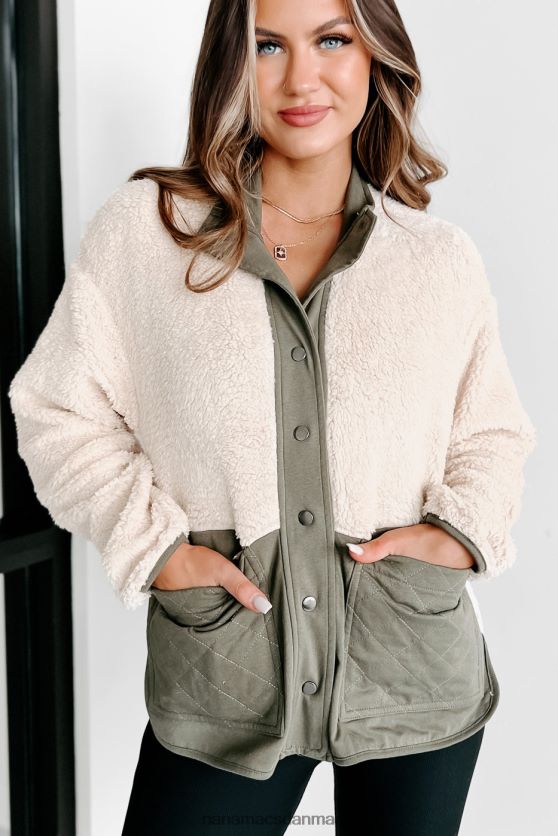 et spørgsmål om tid sherpa quiltet lommebøyle NanaMacs XJPBDL3649 oliven/fløde