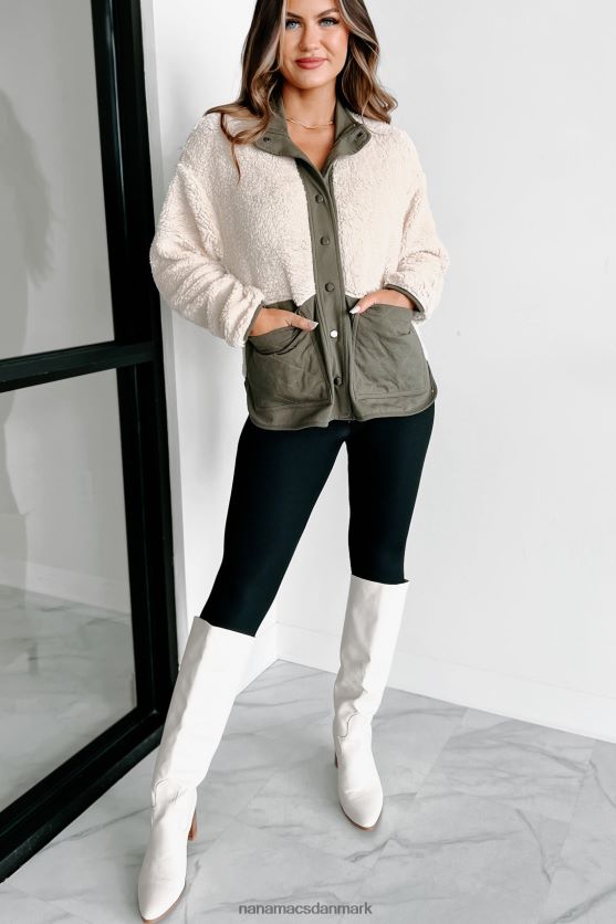 et spørgsmål om tid sherpa quiltet lommebøyle NanaMacs XJPBDL3649 oliven/fløde