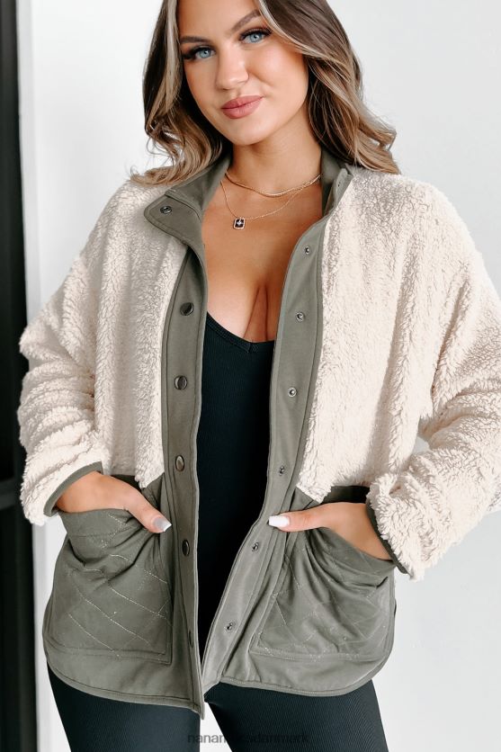 et spørgsmål om tid sherpa quiltet lommebøyle NanaMacs XJPBDL3649 oliven/fløde