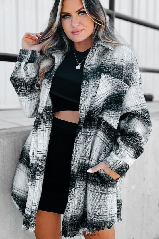 feberagtig for efterår lang plaid shacket NanaMacs XJPBDL3700 sort