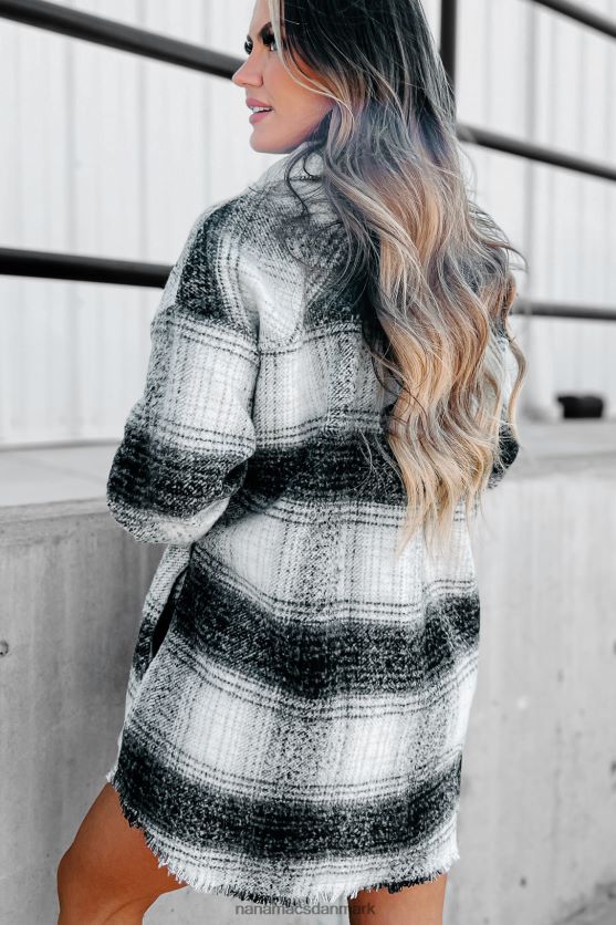 feberagtig for efterår lang plaid shacket NanaMacs XJPBDL3700 sort