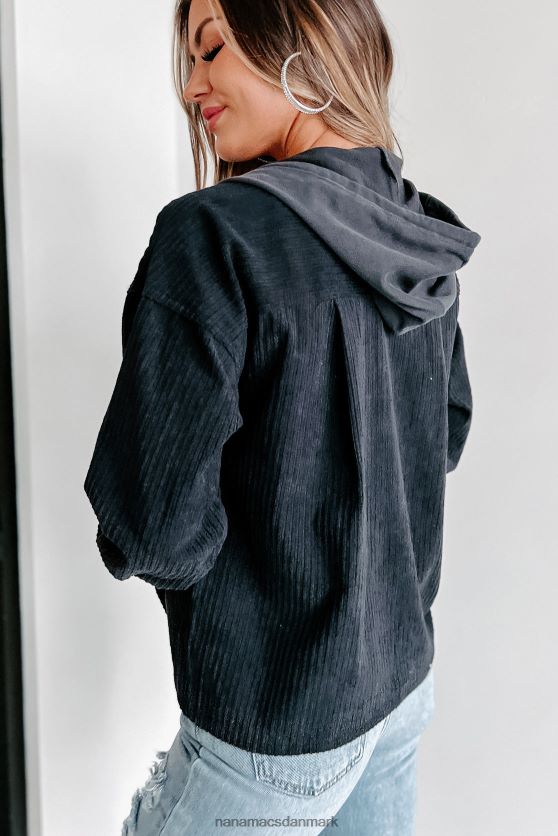 fløjlsjakke med hætte med varig følelse NanaMacs XJPBDL3679 trækul