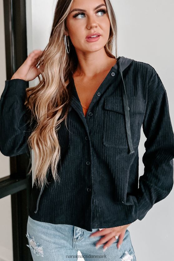 fløjlsjakke med hætte med varig følelse NanaMacs XJPBDL3679 trækul