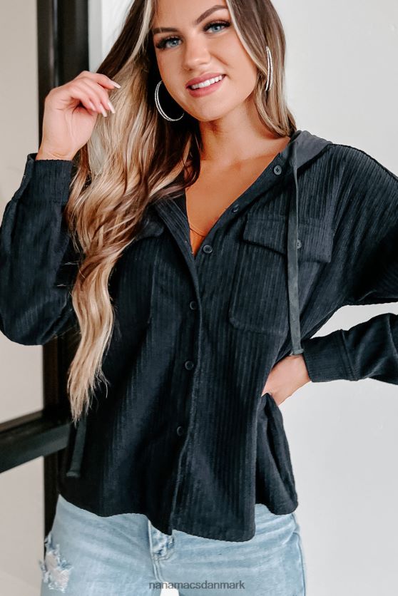 fløjlsjakke med hætte med varig følelse NanaMacs XJPBDL3679 trækul