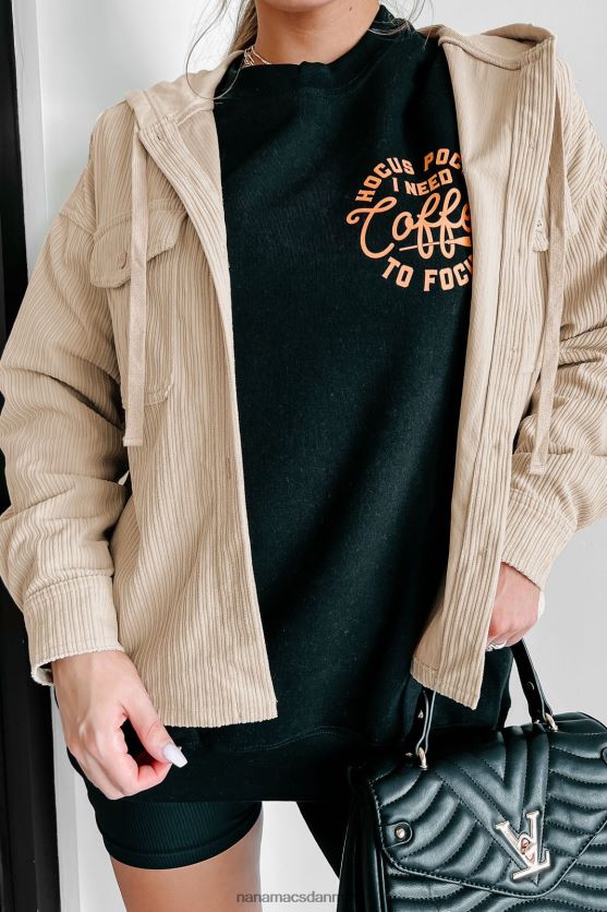 fløjlsjakke med hætte med varig følelse NanaMacs XJPBDL3697 fløde