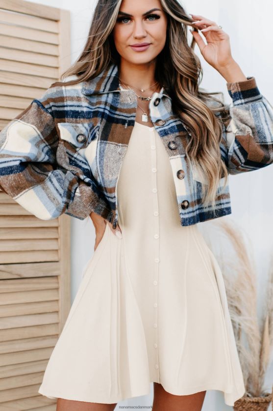 forventninger til efteråret plaid afgrøde shacket NanaMacs XJPBDL3685 blå/brun