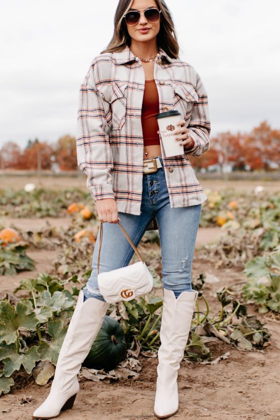 holde på plaid shacket NanaMacs XJPBDL3665 beige