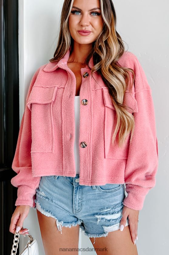 indkapslende joy børstet fleece-shacket NanaMacs XJPBDL3704 lyserød