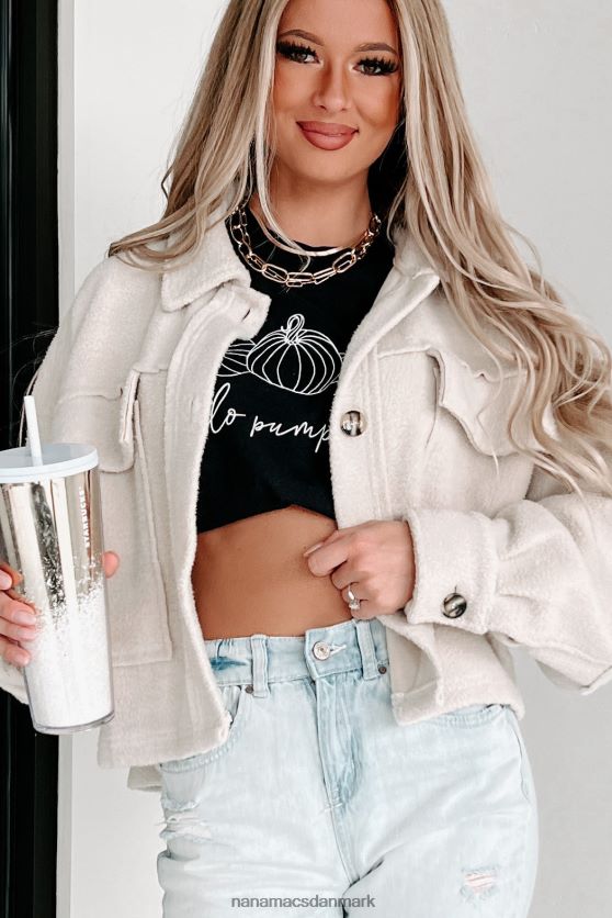 indkapslende joy børstet fleece-shacket NanaMacs XJPBDL3706 fløde