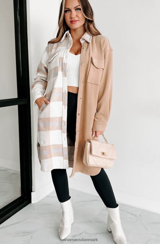 jeg kan ikke beslutte to tone shacket NanaMacs XJPBDL3654 kamel