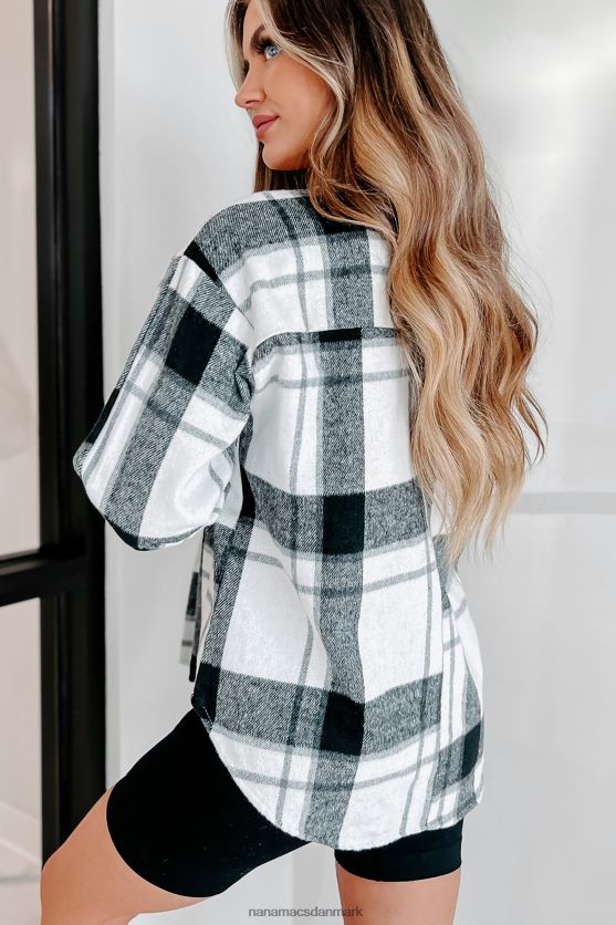 kort på tålmodighed plaid shacket NanaMacs XJPBDL1765 sort