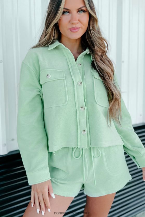 løfter holdt børstet fleece afgrøde shacket NanaMacs XJPBDL1657 pistacie