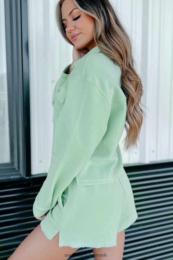 løfter holdt børstet fleece afgrøde shacket NanaMacs XJPBDL1657 pistacie