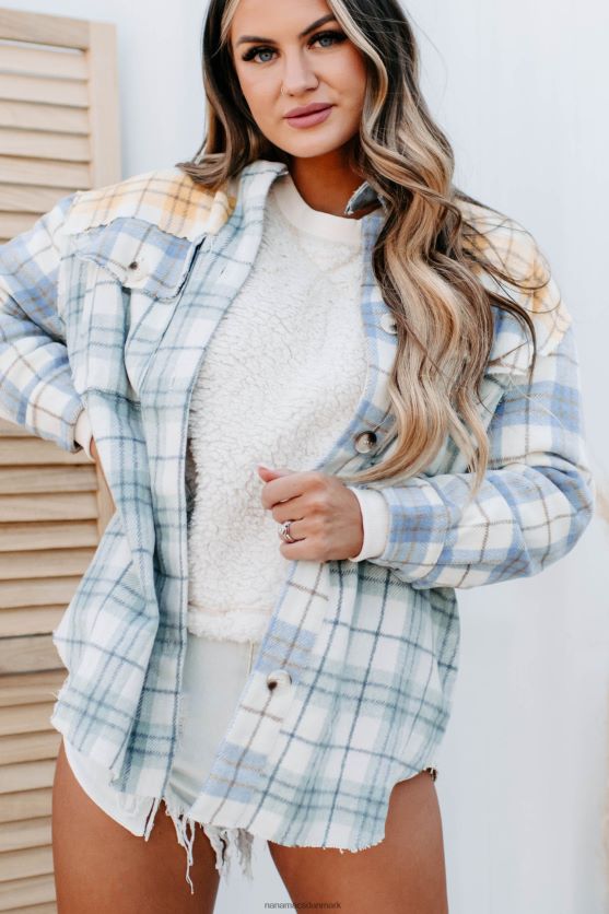 lange drev blandet plaid shacket NanaMacs XJPBDL3699 salvie multi