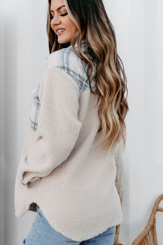 overtager sherpa plaid panel shacket NanaMacs XJPBDL3672 fløde
