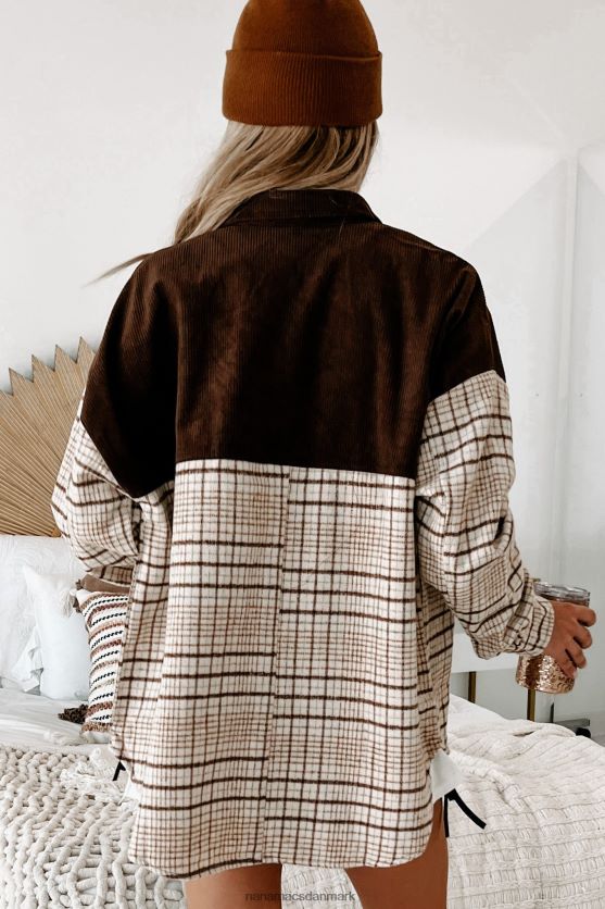 prognose efterår colorblock plaid shacket NanaMacs XJPBDL1767 taupe/brun