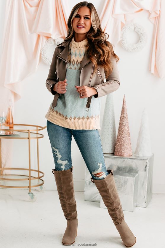 Bliv ved med at drømme imiteret ruskinds motojakke NanaMacs XJPBDL3833 mørk taupe