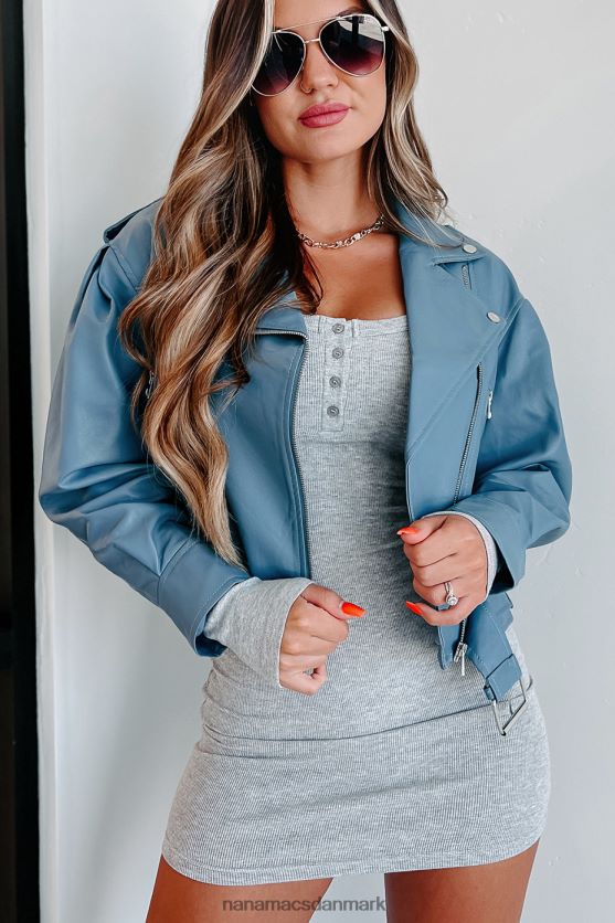 afhængig af fare motojakke i imiteret læder NanaMacs XJPBDL3822 blå