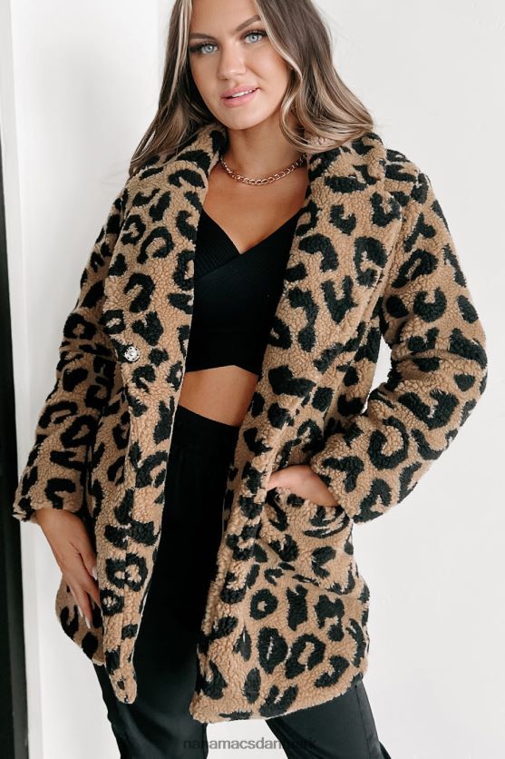 alt om opmærksomhed teddy sherpa leopard frakke NanaMacs XJPBDL3788 Brun