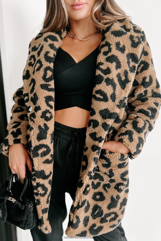 alt om opmærksomhed teddy sherpa leopard frakke NanaMacs XJPBDL3788 Brun