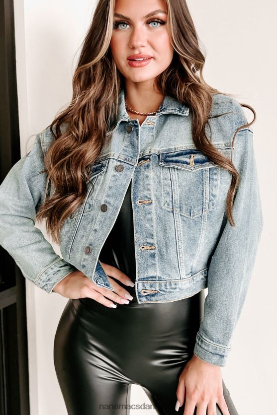at vide, hvad der er rigtigt, cello, non-distressed cropped denimjakke NanaMacs XJPBDL3769 medium denim