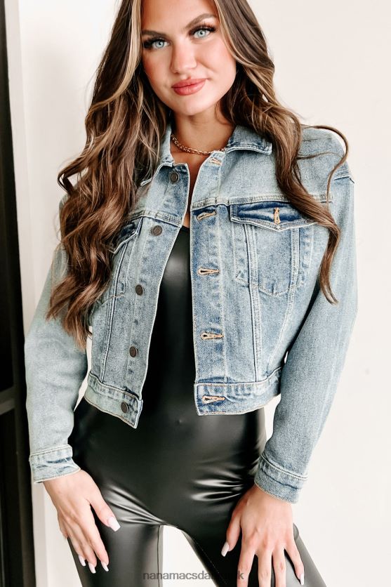 at vide, hvad der er rigtigt, cello, non-distressed cropped denimjakke NanaMacs XJPBDL3769 medium denim