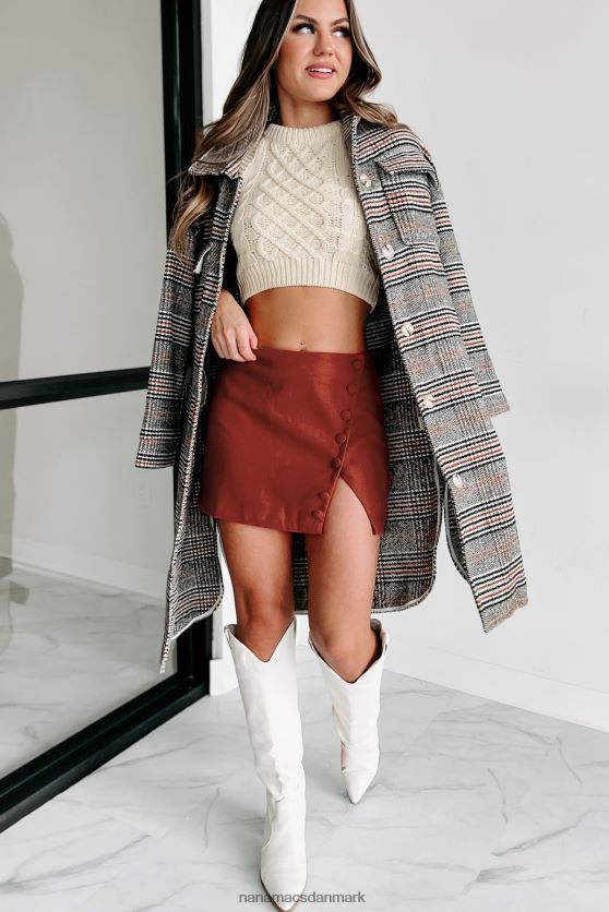 byvandringer plaid frakke NanaMacs XJPBDL3798 sort/hvid/orange