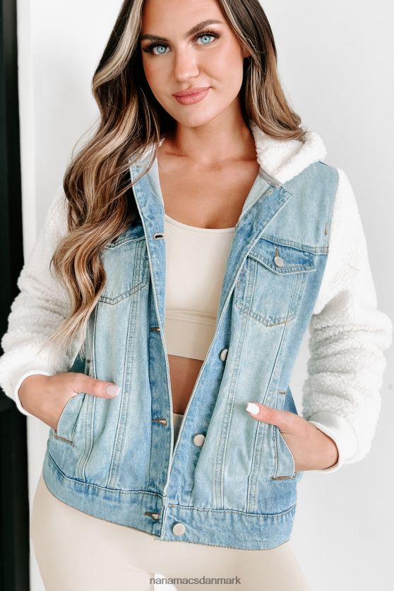 den fuzzy følelse af sherpa kontrast denimjakke NanaMacs XJPBDL3765 let vask