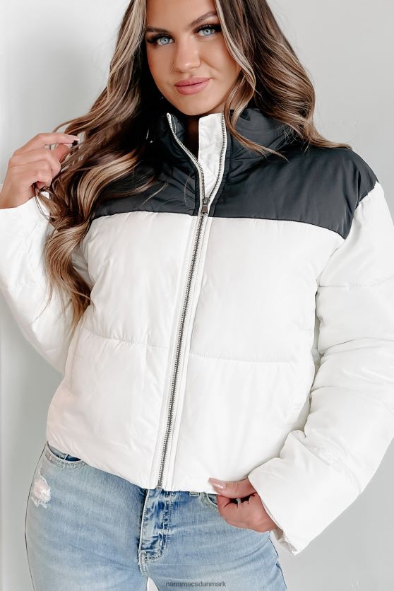 jeg er aldrig kold colorblock pufferjakke NanaMacs XJPBDL3802 flødeskum