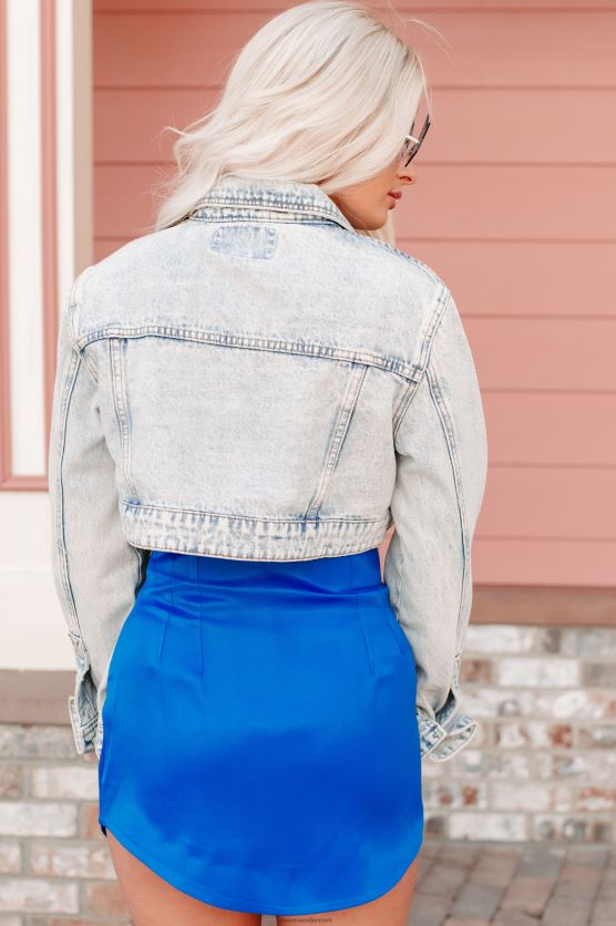 kiko acid wash cropped denimjakke med forlænget manchet NanaMacs XJPBDL3827 lys