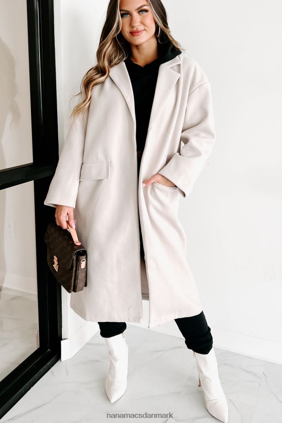 leder efter en åben forfrakke NanaMacs XJPBDL3784 ecru