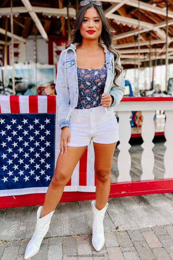 lourdes hættebeklædt flosset kant hævet cropped denimjakke NanaMacs XJPBDL3825 lys