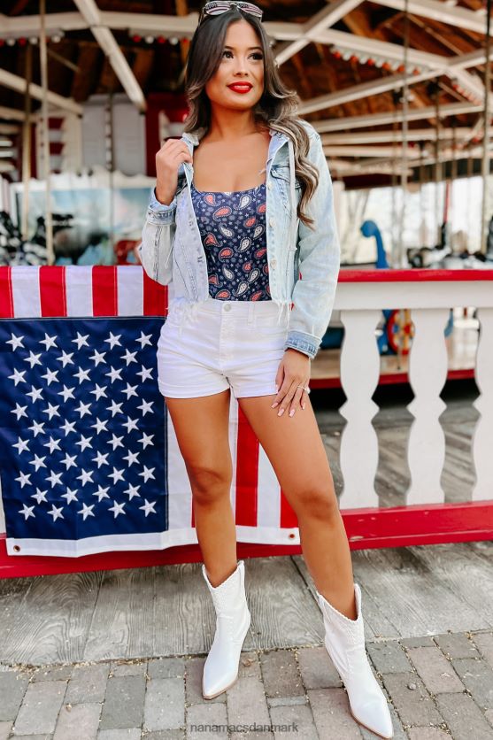 lourdes hættebeklædt flosset kant hævet cropped denimjakke NanaMacs XJPBDL3825 lys