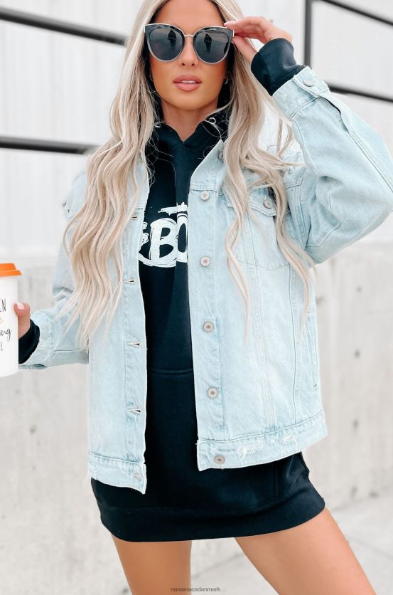 mit bedste gæt kancan oversized distressed denimjakke NanaMacs XJPBDL3776 lys