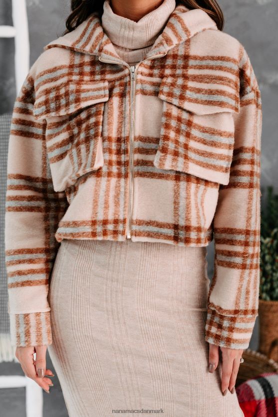 søde løfter plaidjakke med hætte NanaMacs XJPBDL3832 taupe