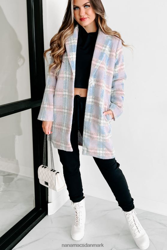 sødeste plaid jakke NanaMacs XJPBDL3805 blå/pink/hvid